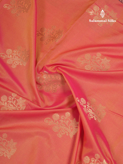 Beautiful Manthulir Yellow Semi Silk Saree With Contrast Pink Fancy Border