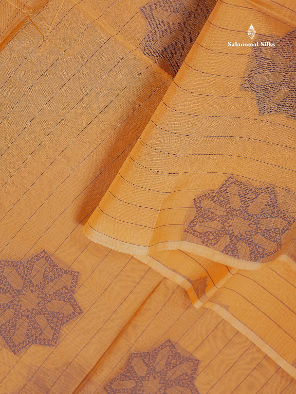 Peach Beautiful Fancy Kora Cotton Saree With Contrast Sky Blue Blouse