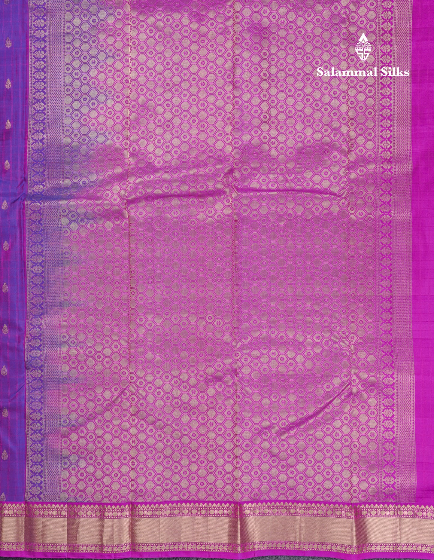 Vadamalli Pure Kanjivaram Silk Saree With Contrast Magenta Pink Traditional Small Border