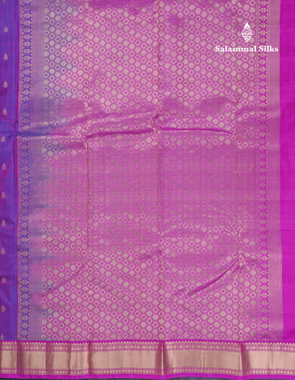 Vadamalli Pure Kanjivaram Silk Saree With Contrast Magenta Pink Traditional Small Border