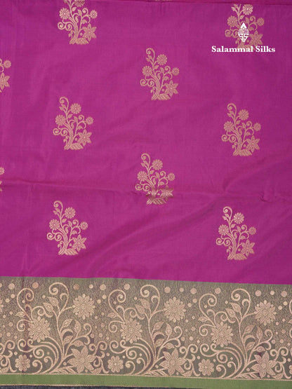 Beautiful Manthulir Yellow Semi Silk Saree With Contrast Pink Fancy Border