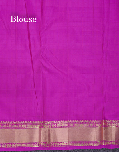 Vadamalli Pure Kanjivaram Silk Saree With Contrast Magenta Pink Traditional Small Border