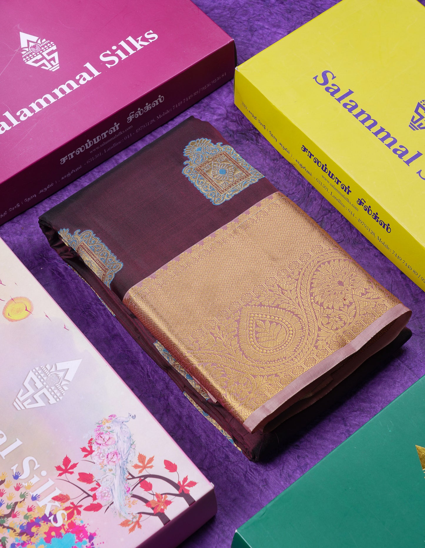 Beautiful Peach Puremix Silk Saree With Contrast Dual Tone Peacock Blue Blouse