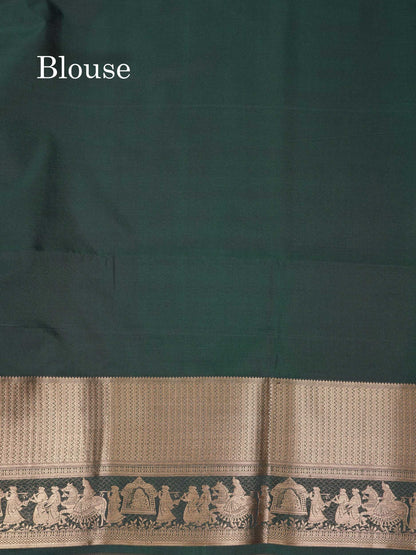 Beautiful Dark Purple Silver & Gold Zari  Semi Soft Silk Saree With Contrast Bottle Green Traditional Pallaku  Evening Morning Border