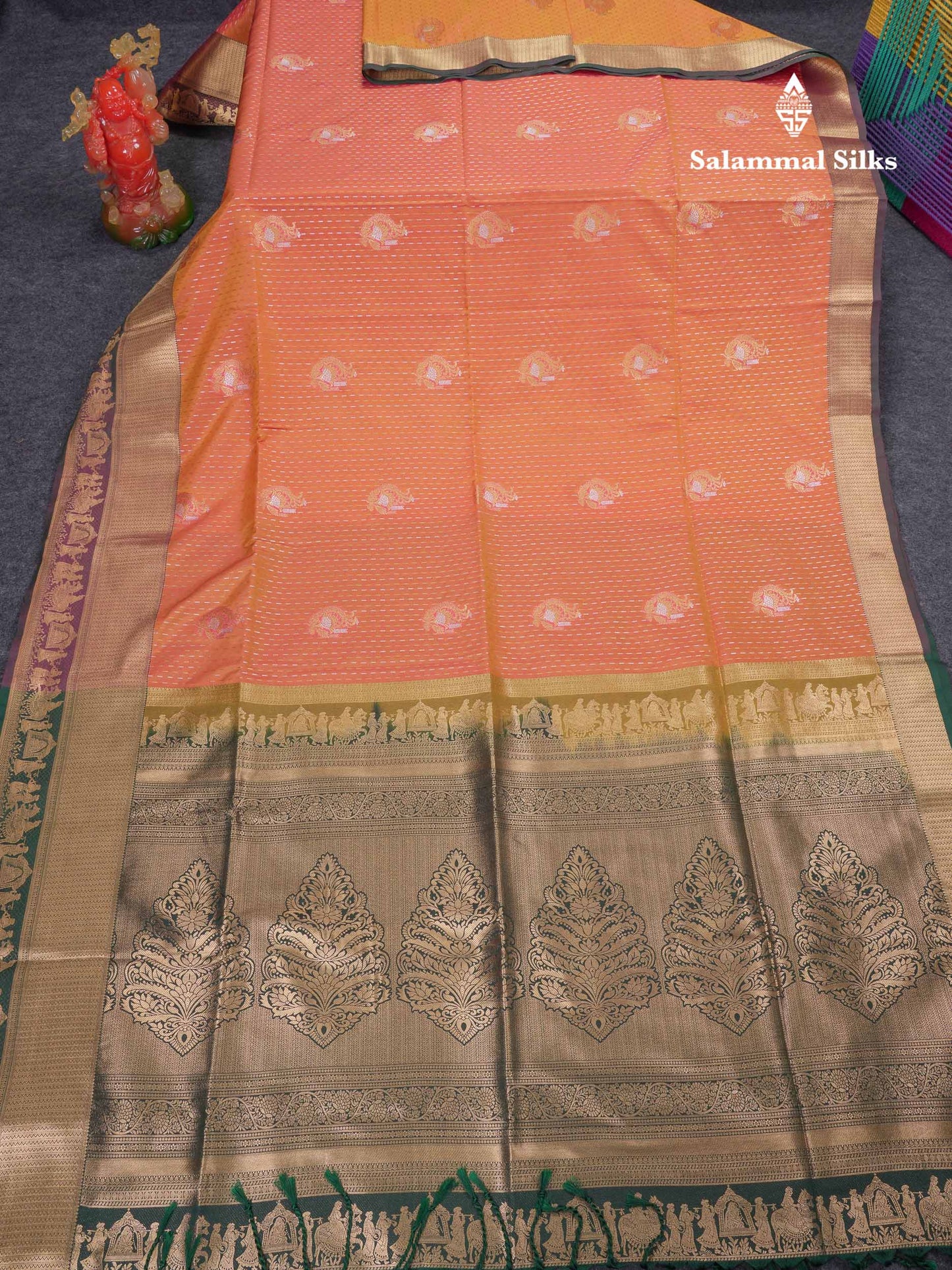 Beautiful Dark Purple Silver & Gold Zari  Semi Soft Silk Saree With Contrast Bottle Green Traditional Pallaku  Evening Morning Border