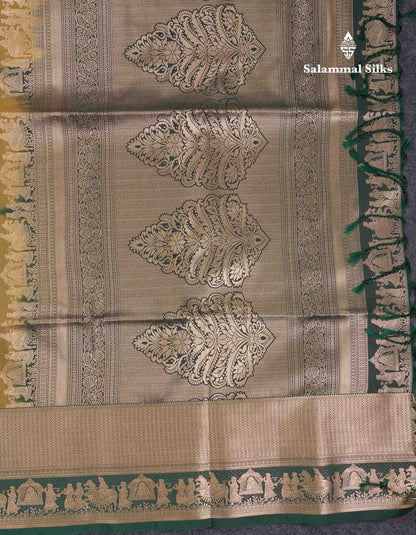 Beautiful Dark Purple Silver & Gold Zari  Semi Soft Silk Saree With Contrast Bottle Green Traditional Pallaku  Evening Morning Border