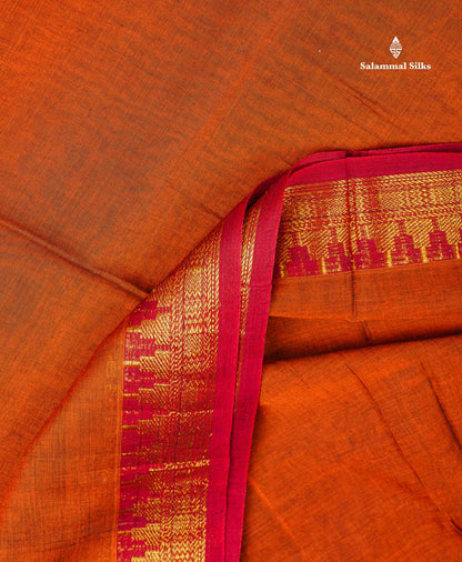 9 Yards Beautiful olive Brown Pure Cotton Saree With Gold Zari Border