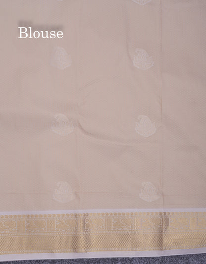 Beautiful Dark Maroon Semi Silk Saree With Contrast Cream Sandal Traditional Border