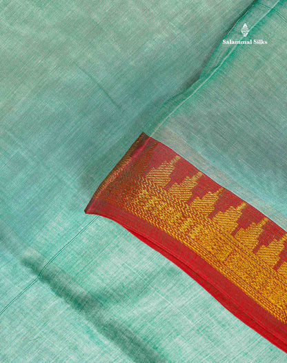 9 Yards Beautiful Pastal Blue Pure Cotton Saree With Brown Border