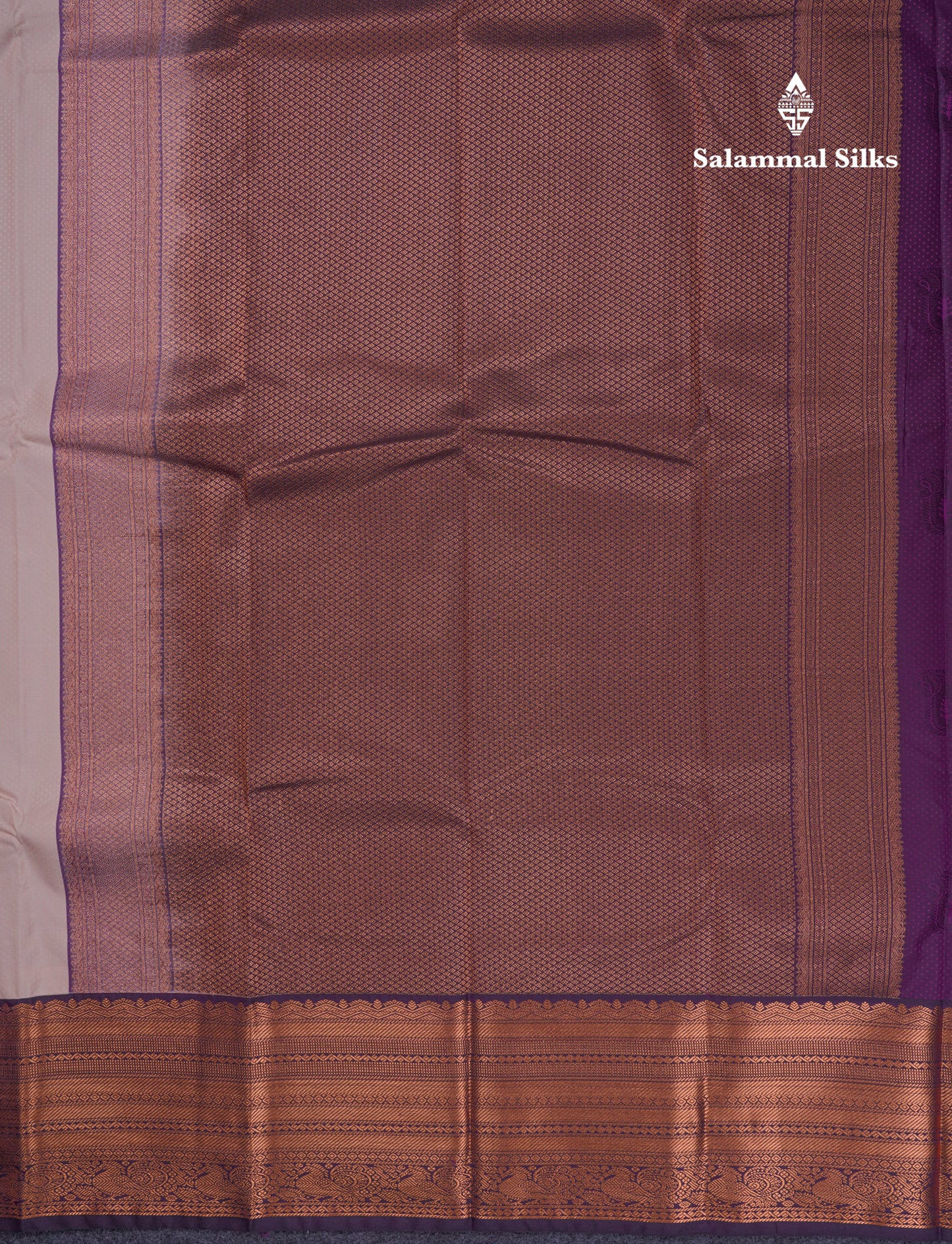 Beautiful Peach Semi Silk Saree With Contrast Dark Violet Traditional Evening Morning Border