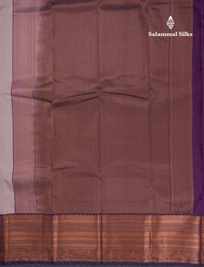 Beautiful Peach Semi Silk Saree With Contrast Dark Violet Traditional Evening Morning Border