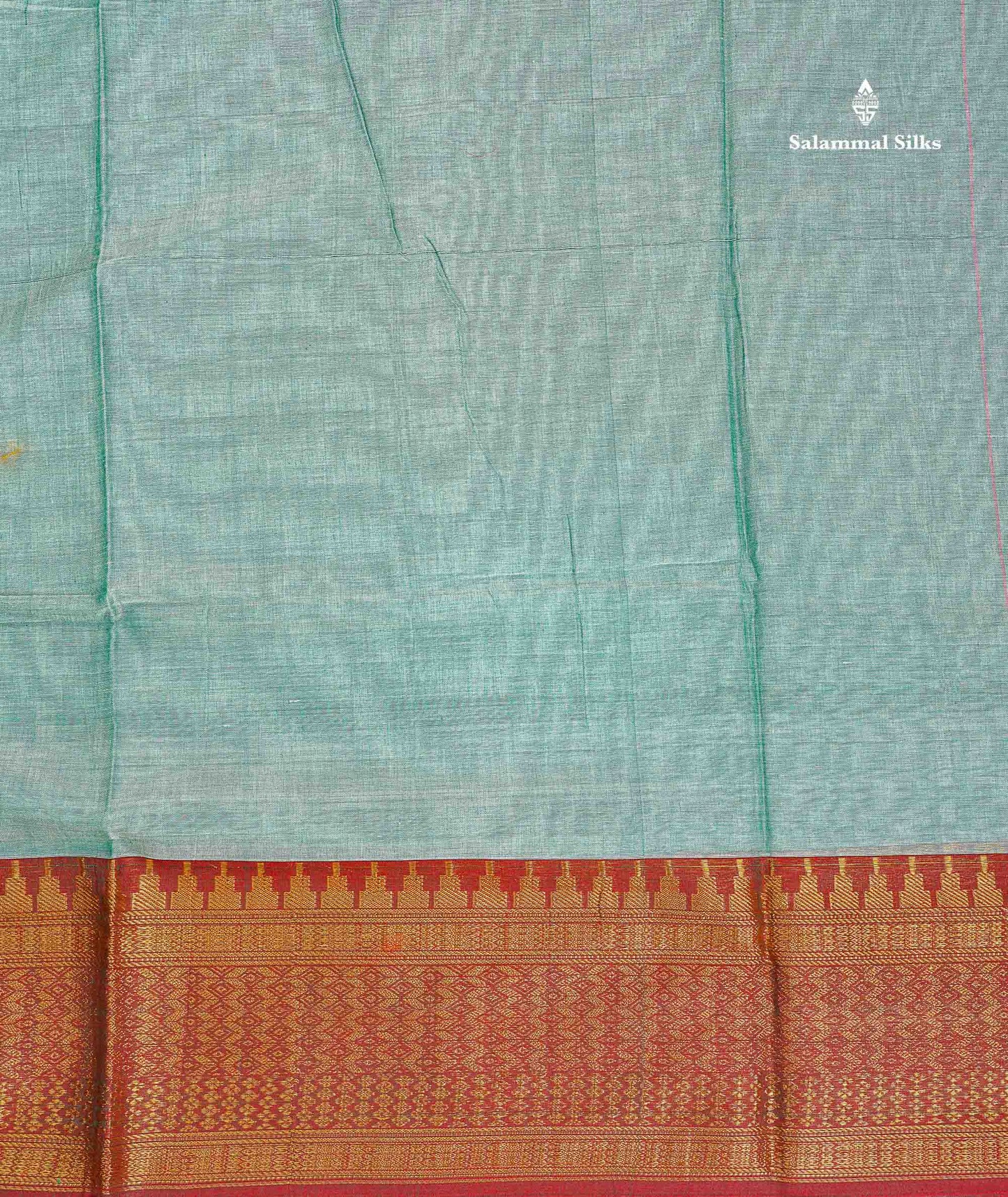 9 Yards Beautiful Pastal Blue Pure Cotton Saree With Brown Border