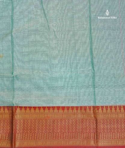 9 Yards Beautiful Pastal Blue Pure Cotton Saree With Brown Border