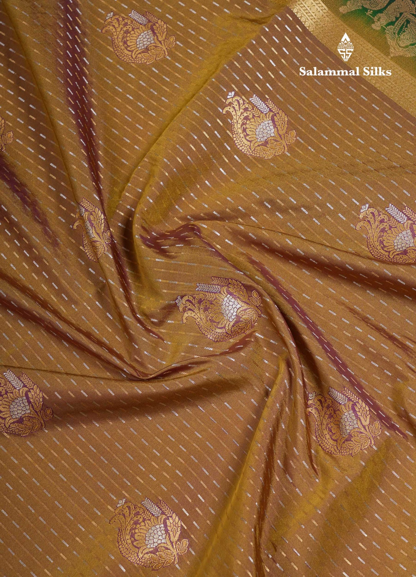 Beautiful Dark Purple Silver & Gold Zari  Semi Soft Silk Saree With Contrast Bottle Green Traditional Pallaku  Evening Morning Border