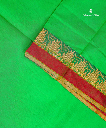 9 Yards Beautiful Reddish Pink Plain Pure Cotton Saree With Maroon Traditional Temple Border