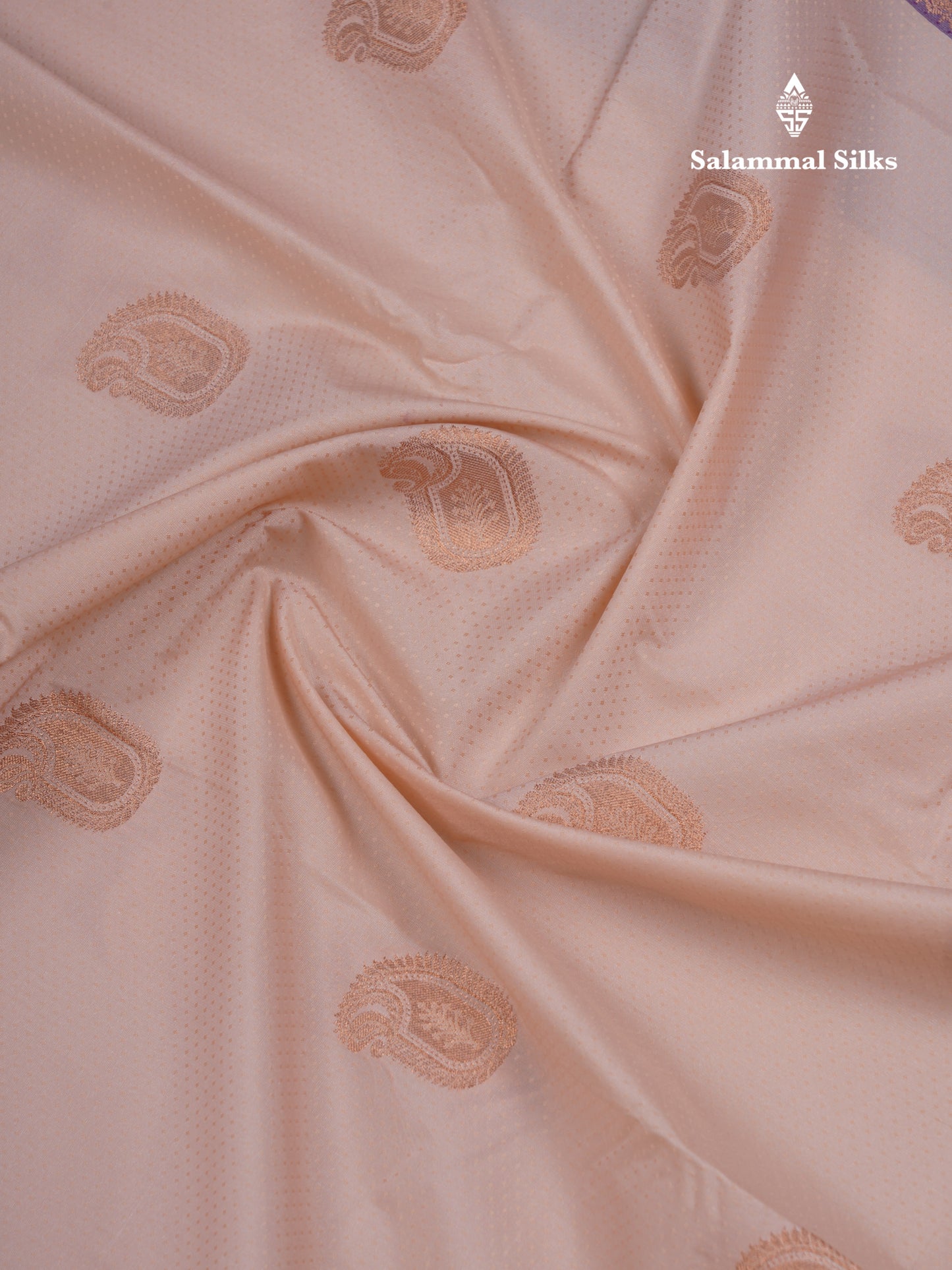 Beautiful Peach Semi Silk Saree With Contrast Dark Violet Traditional Evening Morning Border