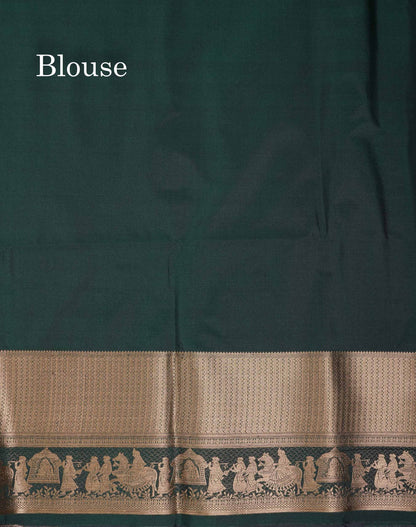 Beautiful Dark Purple Silver & Gold Zari  Semi Soft Silk Saree With Contrast Bottle Green Traditional Pallaku  Evening Morning Border