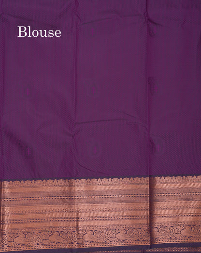 Beautiful Peach Semi Silk Saree With Contrast Dark Violet Traditional Evening Morning Border