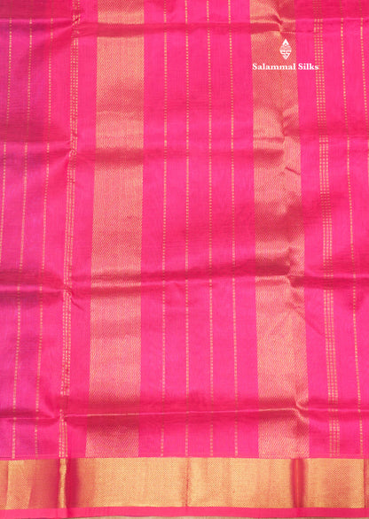 Blue Colour Pure Silk Cotton Saree With Contrast Pink Border