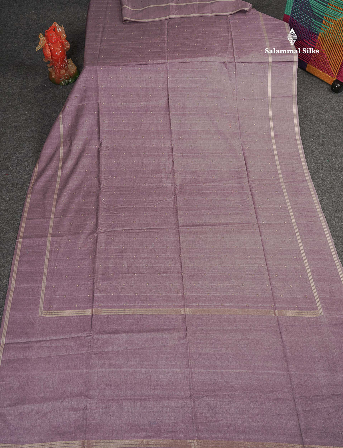 Semi Tussar Saree - Lavender Colour Body With Plain Border