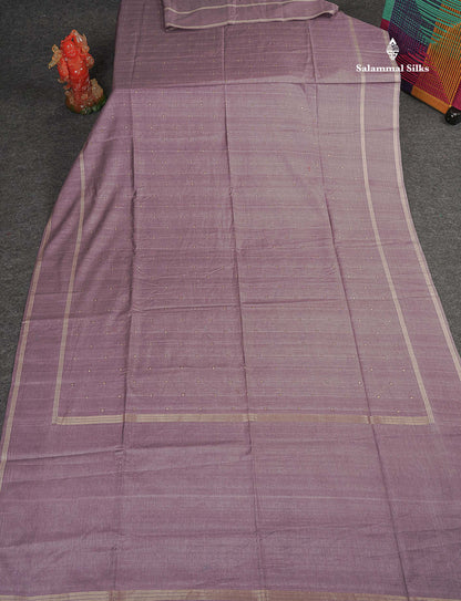 Semi Tussar Saree - Lavender Colour Body With Plain Border
