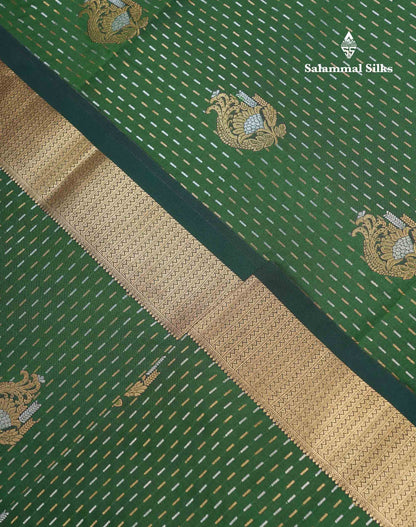 Beautiful Dark Purple Silver & Gold Zari  Semi Soft Silk Saree With Contrast Bottle Green Traditional Pallaku  Evening Morning Border