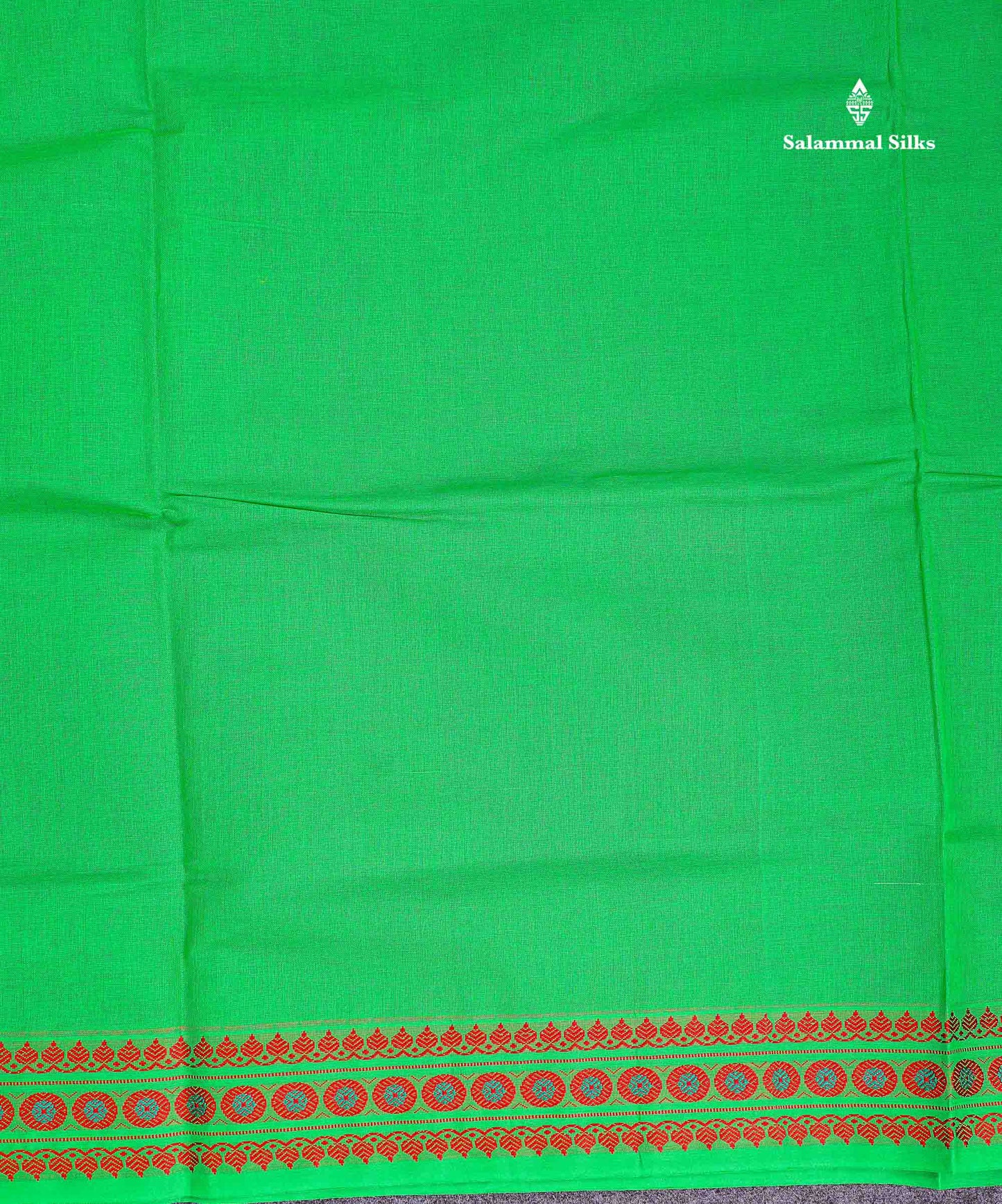 9 Yards Beautiful Light Green Plain Pure Cotton Saree With Meena Kari Thread Work Border