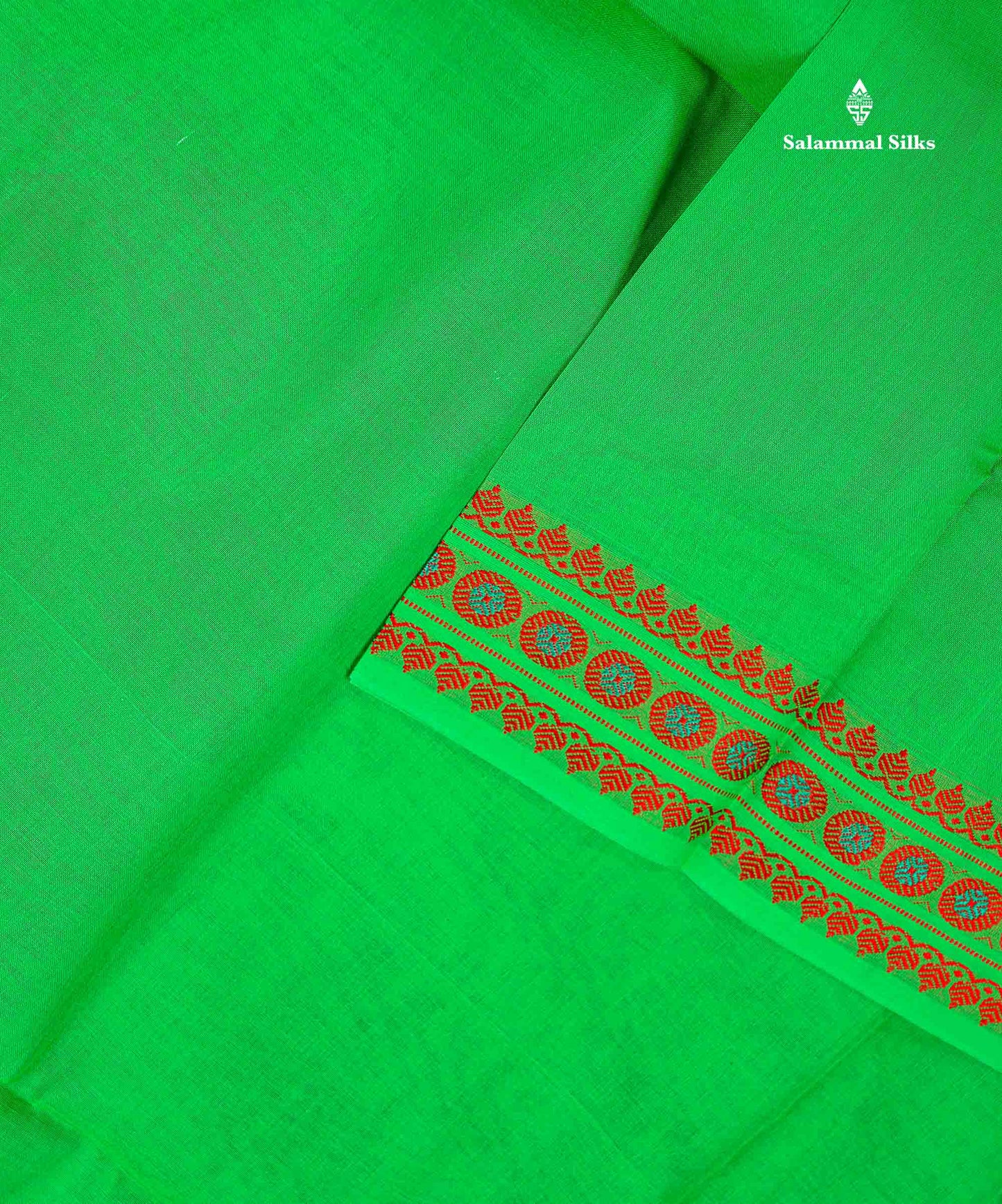 9 Yards Beautiful Light Green Plain Pure Cotton Saree With Meena Kari Thread Work Border