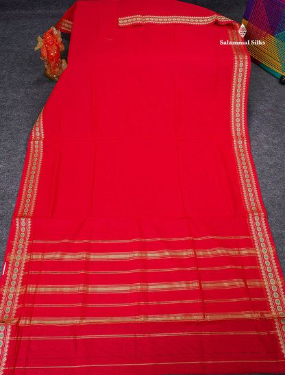 9 Yards Beautiful Light Green Plain Pure Cotton Saree With Meena Kari Thread Work Border