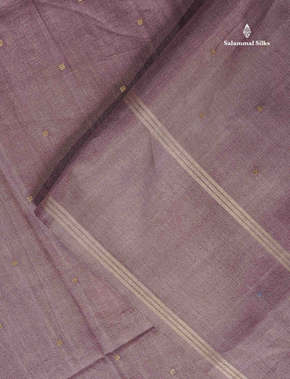 Semi Tussar Saree - Peach Colour Body With Plain Border