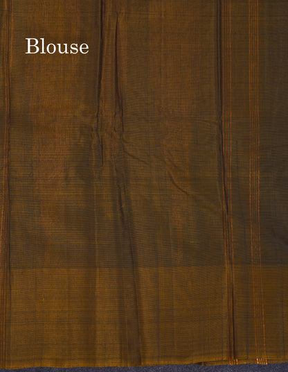 Beautiful Moss Green Pure Cotton Saree With Contrast Light Green One Side Border