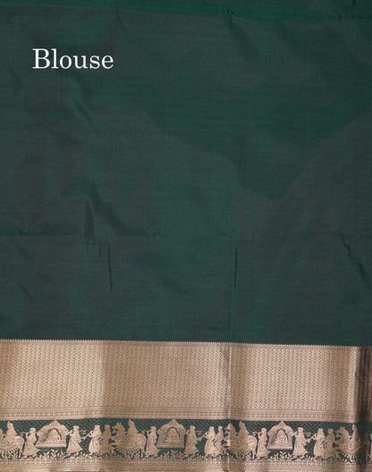 Beautiful Dark Purple Silver & Gold Zari  Semi Soft Silk Saree With Contrast Bottle Green Traditional Pallaku  Evening Morning Border