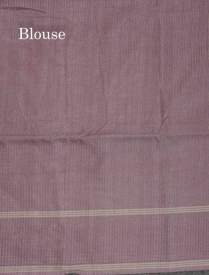 Semi Tussar Saree - Peach Colour Body With Plain Border