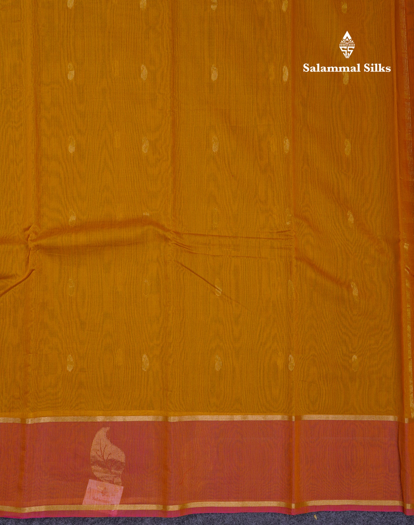 Beautiful Mustard Yellow Pure Cotton Saree With Contrast Dual Tone Pinkish Orange Border