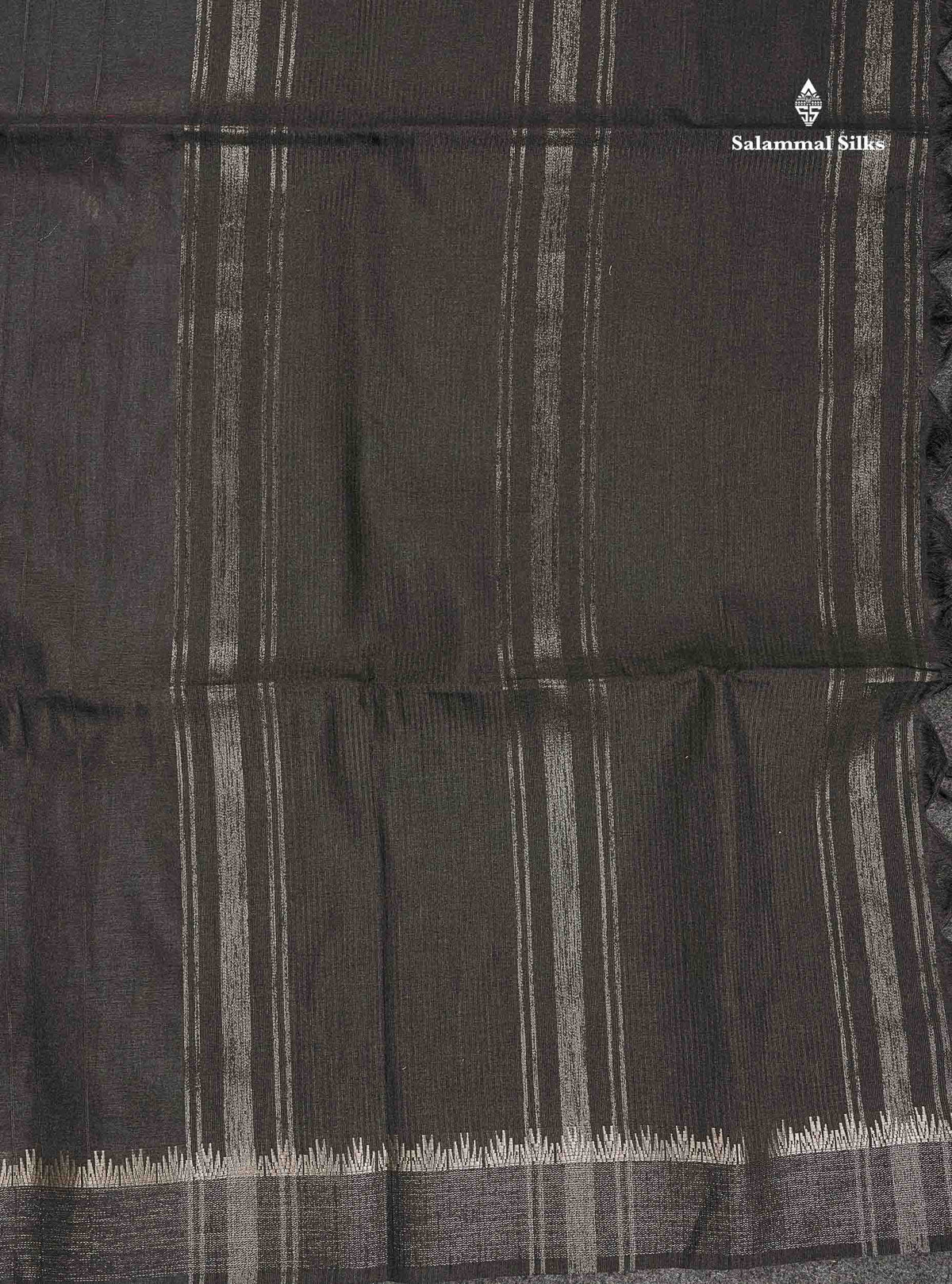 Semi Tussar Saree - Black Colour Plain Body With Fancy Border