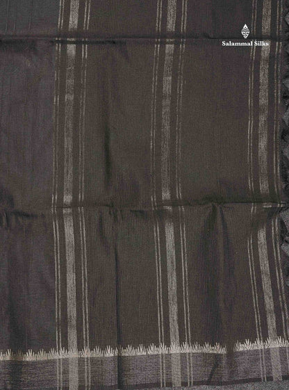 Semi Tussar Saree - Black Colour Plain Body With Fancy Border