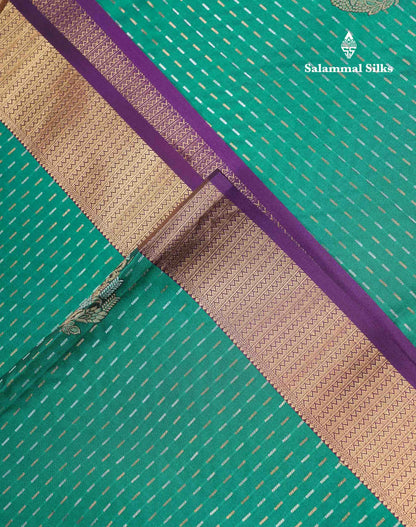 Beautiful Dark Purple Silver & Gold Zari  Semi Soft Silk Saree With Contrast Bottle Green Traditional Pallaku  Evening Morning Border