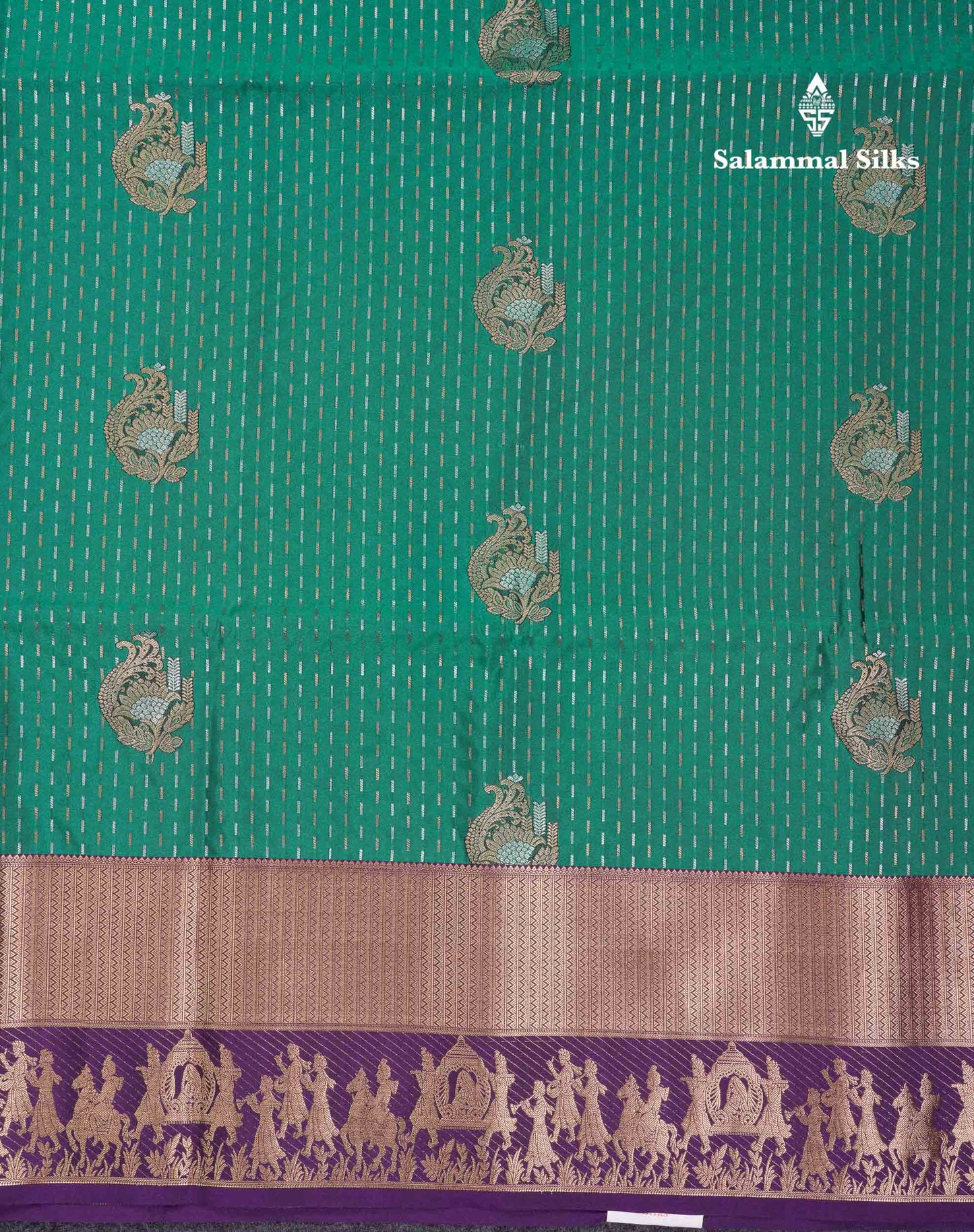 Beautiful Dark Purple Silver & Gold Zari  Semi Soft Silk Saree With Contrast Bottle Green Traditional Pallaku  Evening Morning Border