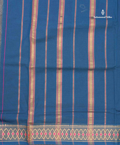9 Yards Beautiful Reddish Pink Plain Pure Cotton Saree With Maroon Traditional Temple Border