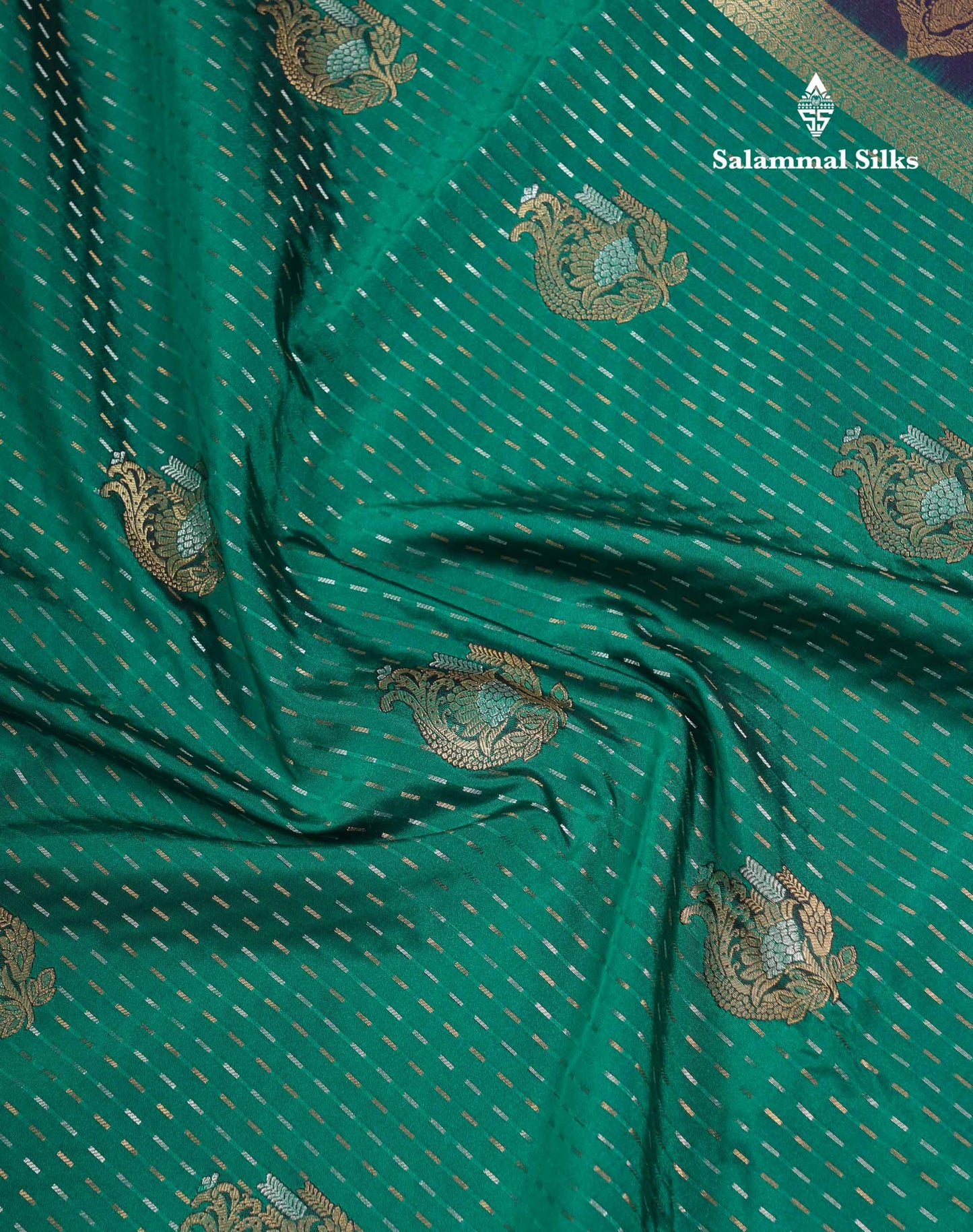 Beautiful Dark Purple Silver & Gold Zari  Semi Soft Silk Saree With Contrast Bottle Green Traditional Pallaku  Evening Morning Border