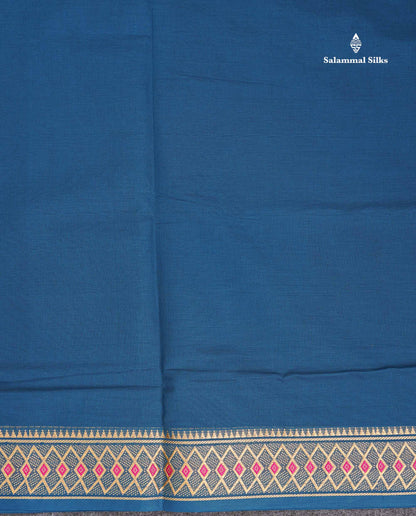 9 Yards Beautiful Reddish Pink Plain Pure Cotton Saree With Maroon Traditional Temple Border