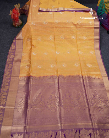 Beautiful Dark Purple Silver & Gold Zari  Semi Soft Silk Saree With Contrast Bottle Green Traditional Pallaku  Evening Morning Border