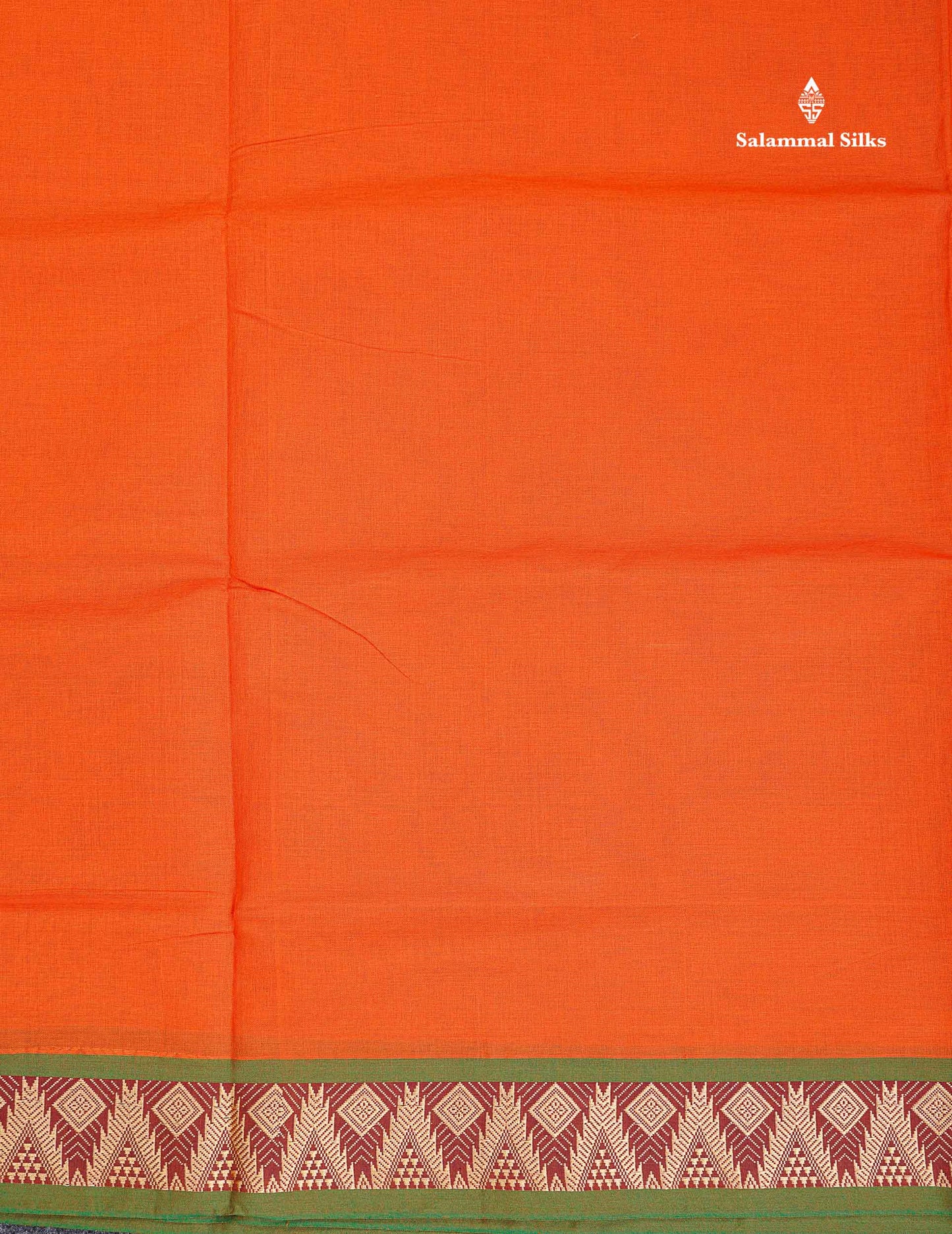 9 Yards Beautiful Orange Plain Pure Cotton Saree With Maroon Border