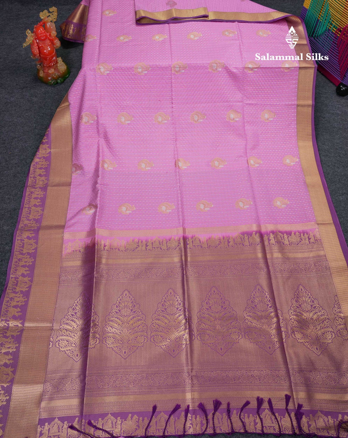Beautiful Dark Purple Silver & Gold Zari  Semi Soft Silk Saree With Contrast Bottle Green Traditional Pallaku  Evening Morning Border