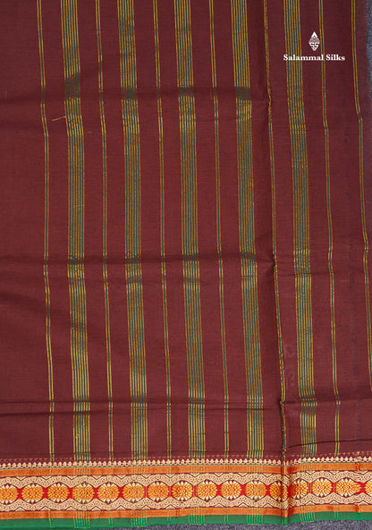 9 Yards Beautiful Navy Blue Plain Pure Cotton Saree With Maroon Border