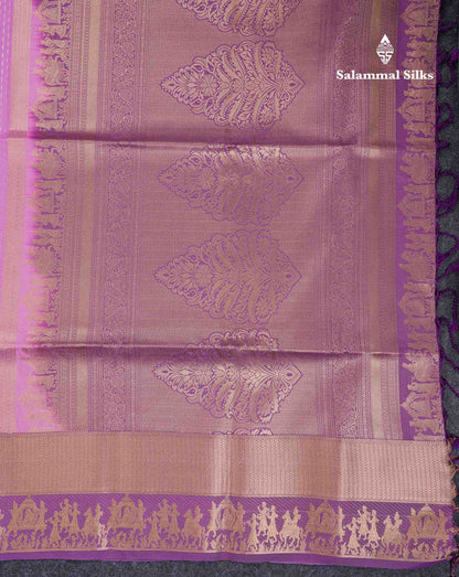 Beautiful Dark Purple Silver & Gold Zari  Semi Soft Silk Saree With Contrast Bottle Green Traditional Pallaku  Evening Morning Border