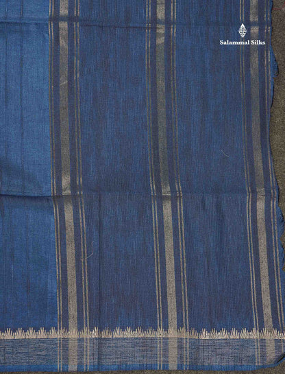 Semi Tussar Saree - Black Colour Plain Body With Fancy Border