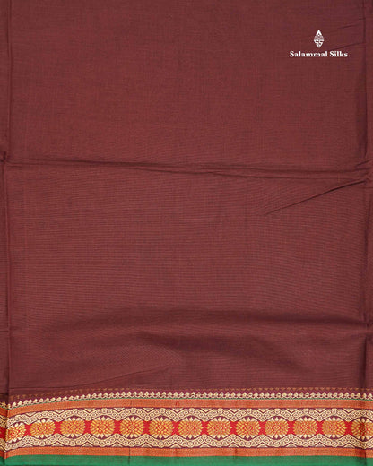 9 Yards Beautiful Navy Blue Plain Pure Cotton Saree With Maroon Border