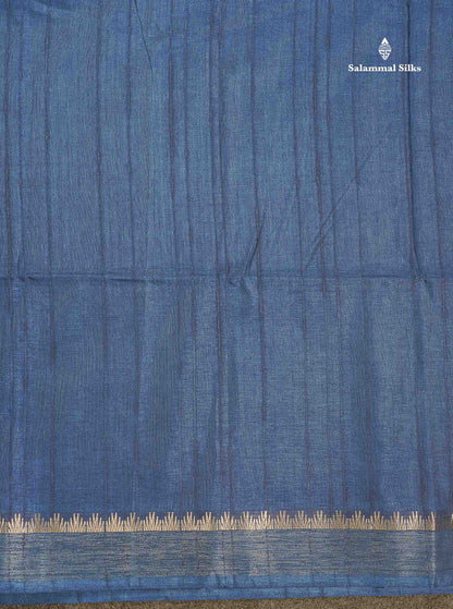 Semi Tussar Saree - Black Colour Plain Body With Fancy Border