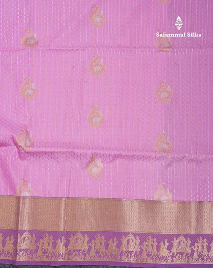 Beautiful Dark Purple Silver & Gold Zari  Semi Soft Silk Saree With Contrast Bottle Green Traditional Pallaku  Evening Morning Border